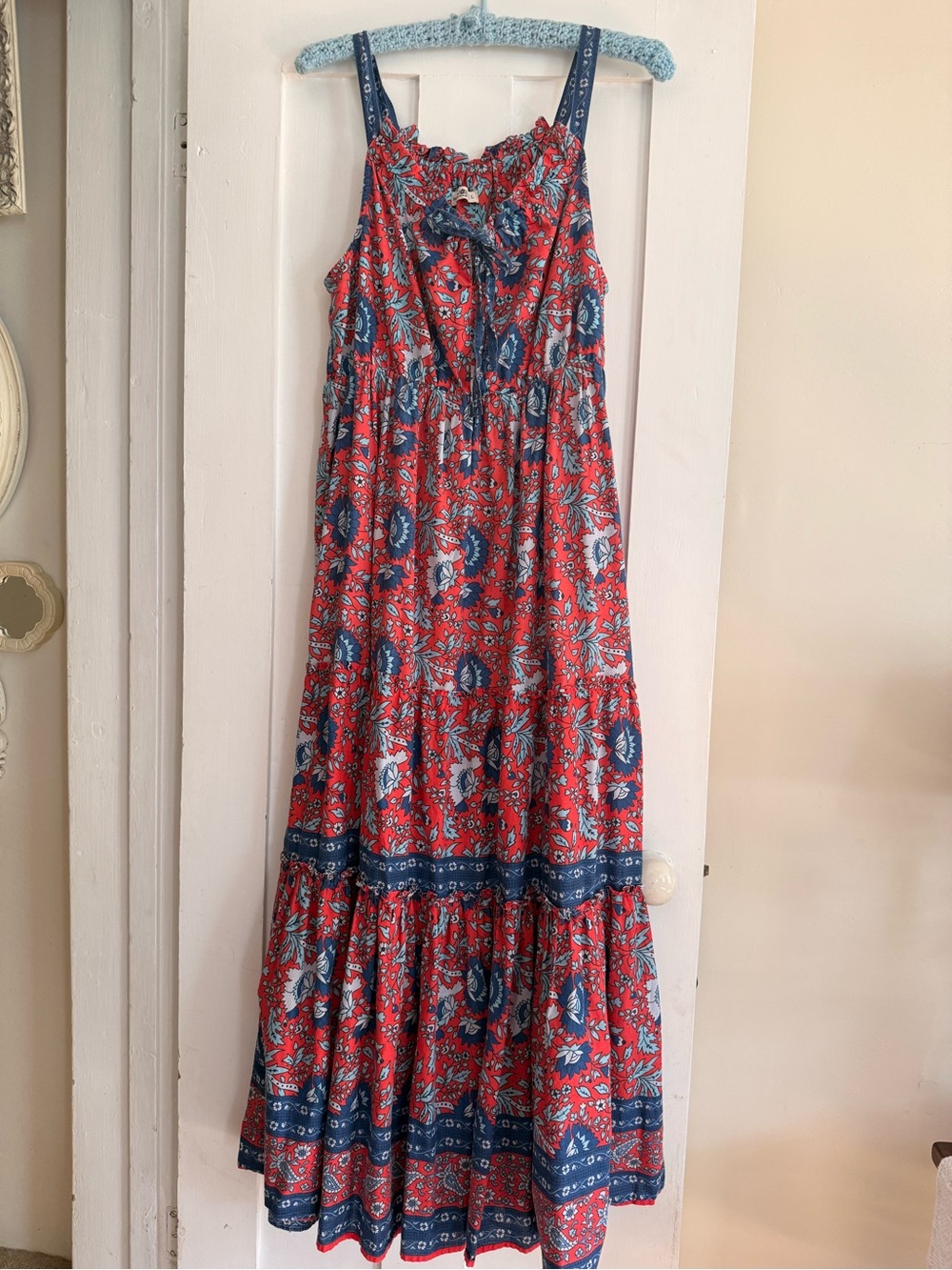 NATURAL LIFE Red Floral Maxi Dress with Navy Accents